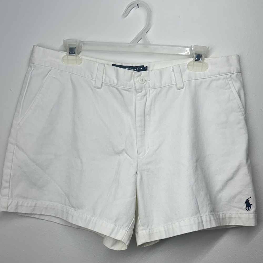 Ralph Lauren Sport White Shorts with Navy Label Sz 12 100%Cotton